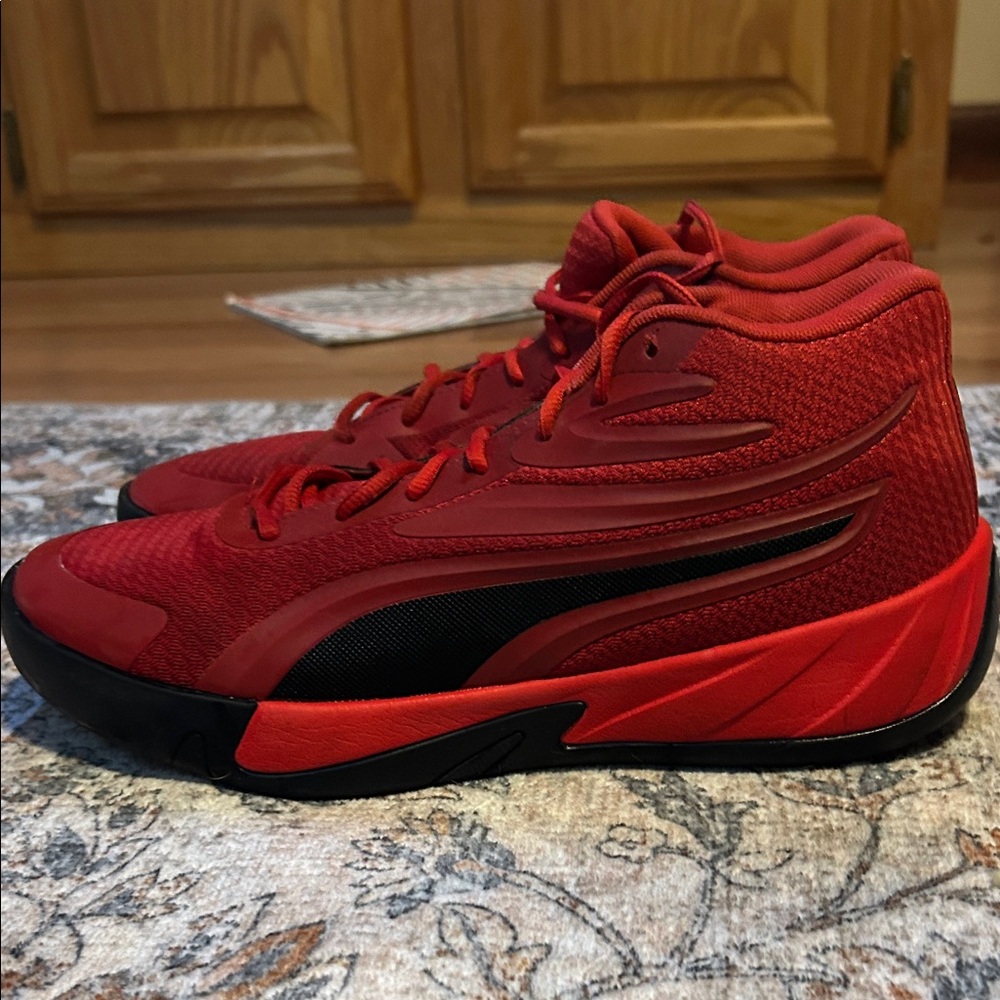 Puma Red and Black High-Top Sneakers